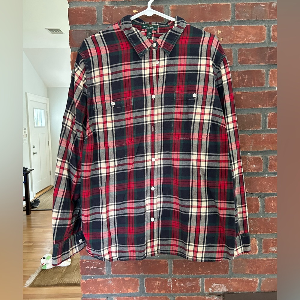 Lauren Ralph Lauren 2x - Red & Green Plaid 100% cotton Button Down